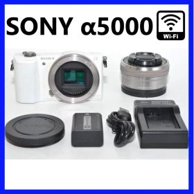 美品✨ SONY α5000 レンズセット ホワイト ミラーレス一眼 デジカメ カメラ