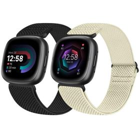 JMIO ナイロン弾性交換用時計バンド、快適で調節可能なストレッチ スポーツ バンド ストラップ、Fitbit Versa 4/Fitbit