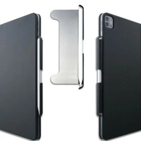 Thankscase マジックホルダー Apple Pencil 2 Pencil Pro対応 マジックキーボードとキーボードフォリオ用 ハンドメイド 超薄型スチールプレート レザー製 落下防止 (ブラックレザー)