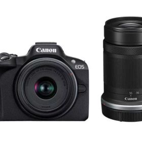 【新品、箱難、必ずご注文前に商品説明をお読みください】CANON デジタル一眼カメラ EOS R50 ダブルズームキット [ブラック] 【KK9N0D18P】