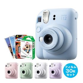 チェキ instax mini12 本体 各5色＆フィルム30枚＆プチカードファイル1冊＆予備電池セット 富士フイルム 送料無料