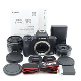ストラップ付き!!■極上品■ CANON EOS Kiss M2 ダブルレンズキット ブラック