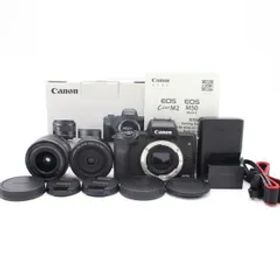 ショット数17000以下！■美品■ CANONミラーレス一眼カメラ EOS Kiss M2 ダブルレンズキット ブラック KISSM2BK-WLK ♯77008