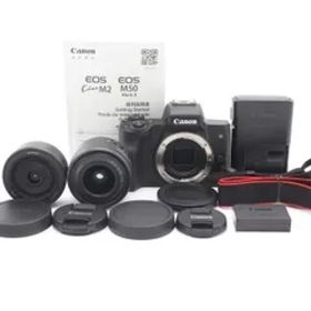 ショット数１０００枚以下！■ほぼ新品■ CANON ミラーレス一眼カメラ EOS Kiss M2 ダブルレンズキット ブラック KISSM2BK-WLK ♯78005