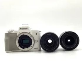 【全額返金保証】【最速発送】Canon デジタル一眼 EOS Kiss M2 ダブルズームキット ホワイト 動作確認済
