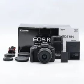 【ショット数1,000以下】Canon ミラーレス一眼カメラ EOS R50 ダブルズームキット(RF-S18-45+RF-S55-210) ブラック/APS-C/約375g EOSR50BK-WZK【中古】