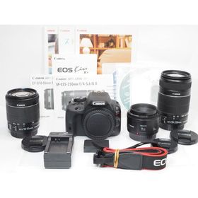 【 3586ショット 】Canon EOS Kiss X7 EF-S18-55mm STM EF-S55-250mm IS 50mmF1.8II 純正3本レンズセット キヤノン [管CN7185］