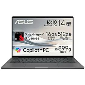 ASUS(エイスース) ノートパソコン Zenbook SORA UX3407QA アイスランドグレー UX3407QA-PU16548GR ［14.0型 /Windows11 Home /Snapdragon X /メモリ：16GB /SSD：512GB /日本語版キーボード /2025年02月モデル］ UX3407QAPU16548GR