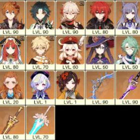 💚 [アジア] 冒険ランク 56 💚 19x ファイブ星5💚キャラクター 43 チャーズ 💚 楓原万葉 C1 & ニィロウ C1 & タルタリヤ & 魈 & クレー & バイジュ & チオリ