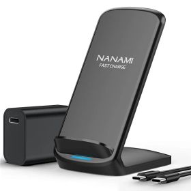 NANAMI ワイヤレス急速充電器 (USB-C 20W出力の急速充電器に昇進) 置くだけ充電器 セット 7.5W/10W/15W iPhone 17/16/15/14/13/12シリーズ/SE第三世代/11(Pro)/XR/8(Plus) Galaxy 1