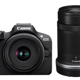 【中古】【1ヶ月保証】 キヤノン Canon ミラーレス一眼カメラ EOS R100 ダブルズームキット(RF-S18-45/RF-S55-210) ブラック EOSR100-WZK SDカード付き