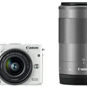 【中古】 Canon ミラーレス一眼カメラ EOS M3 ダブルズームキット(ホワイト) EF-M15-45mm F3.5-6.3 IS STM EF-M55-200mm F4.5-6.3 IS STM 付属 EOSM3WH-WZK2