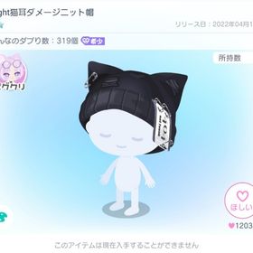 Night猫耳ダメージニット帽 | ピグパ(ピグパーティ)のアカウントデータ、RMTの販売・買取一覧