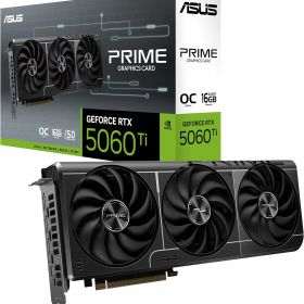 ASUS Prime GeForce RTX 5060 Ti 16GB GDDR7 OCエディション グラフィックスカード SFF-Ready (PCIe 5.0、16GB GDDR7、HDMI/DP 2.1、2.5スロット、Axial-techファン、デュアルBIOS)。