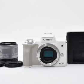 ★極上★ キヤノン Canon EOS Kiss M EF-M15-45 IS STM レンズキット ホワイト 《ショット数14000回以下！》 ★完動品★ #06P76A510038
