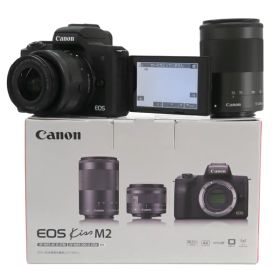 【Canon】キヤノン『EOS Kiss M2 ダブルズームキット / ブラック』2020年11月発売 ミラーレス一眼カメラ 1週間保証【中古】