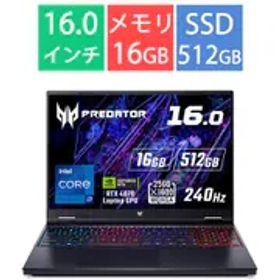 エイサー Acer ゲーミングノートPC/Predator Helios Neo 16/16型/Core i7 14700HX/GeForce RTX 4070 Laptop GPU/メモリ 16GB/SSD 512GB/Windows 11 Home/アビサルブラック PHN16-72-N76Y47