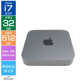 【エントリーでポイント10倍】 手のひらサイズ デスクトップパソコン 中古 Aランク 良品 Mac mini 2018 A1993 6コア Core i7 3.2GHz 32GBメモリ 512GB PCIe SSD Sequoia マックミニ 中古Mac 省スペース