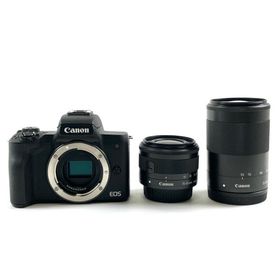 キヤノン Canon EOS Kiss M ダブルズームキット ブラック デジタル ミラーレス 一眼カメラ 中古