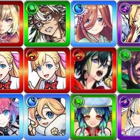 石垢-マサムネ（MV）+不死川実弥+中野三玖+ルシファー+マナx2+メビウス+ナイトメア+久遠+アナ | モンストのアカウントデータ、RMTの販売・買取一覧