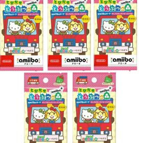 【新品】『とびだせ どうぶつの森 amiibo+』amiiboカード【サンリオキャラクターズコラボ】 1パック2枚入り（おまけシール1枚つき）×5パックセット【送料別。メール便・宅配便 配送方法選択】