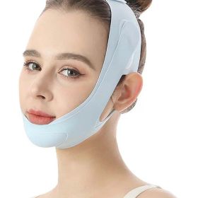 小顔ベルト フェイスベルト 小顔マスク 小顔バンド サウナマスク 肌感覚顔用ベルト Vライン 男女兼用 ブルー (ブルー)