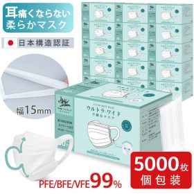 【大量注文限定価格】企業 個包装 マスク 不織布マスク 耳痛くならない 5000枚 (50枚×100箱) 使い捨てマスク 小さめ 女性用 学生 不織布マスク 三層構造 平ゴム ウイルス 飛沫防止 PM2.5 花粉対策 防護マスク 防じん 抗菌通気 超快適防護 マスク Hellozebra