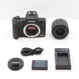 【美品】Canon キャノン EOS Kiss M レンズキット ブラック EF-M15-45mm F3.5-6.3 IS STM 付属 JS129-00673