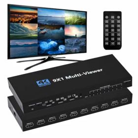 ENBUER HDMI 画面分割器 9入力1出力 hdmi画面分割切替器 4K 9x1 画面切り替え器 hdmi 1080P 9画面同時表示 シームレス切り替えマルチビューワ DVD ゲーム機 PS4 Pro Apple TV マルチビューアー テレビ専門店 売り場 DVD プロジェクター