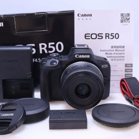 【1,000回以下 ほぼ新品】Canon EOS R50 標準ズームレンズキット(RF-S18-45) ブラック/APS-C/約375g EOSR50BK-1845ISSTMLK ミラーレス一眼カメラ