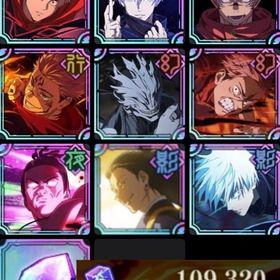 💎石10万9,000 1周年、2周年コンプ 限定9体 | ファンパレ(呪術廻戦ファントムパレード)のアカウントデータ、RMTの販売・買取一覧