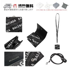 BALENCIAGA バレンシアガ AirPods 第3世代用 モノグラム ホルダー ストラップ イタリア製 ユニセックス 新品 ★ 1060 ブラック K253..