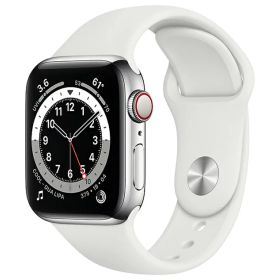 【新品・未使用】Apple Watch Series 6 GPS+Cellularモデル 40mm M06T3J/A シルバーステンレススチールケースとホワイトスポーツバンド SIMフリー バンド付き 利用制限—(白ロム) 送料無料