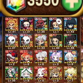 ✨煉獄,禰󠄀豆子,無一郎,宇髄,デュナミス,ヨミ,セツナ,イヴ,シンラ所持✨虹結晶3550個所持 | ポコダン(ポコロンダンジョンズ)のアカウントデータ、RMTの販売・買取一覧