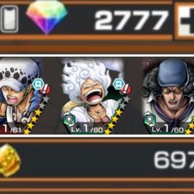 【早い者勝ち🎉】勝者島 ロー・クザン・ニカ 虹のダイヤ2700個↑ 金のかけら600 初期垢 | バウンティラッシュのアカウントデータ、RMTの販売・買取一覧