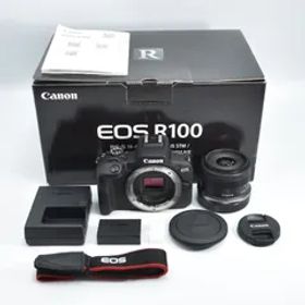 B#10689 T Canon ミラーレス一眼カメラ EOS R100 標準ズームレンズキット(RF-S18-45) ブラック/APS-C/約356g EOSR100-1845ISSTMLK