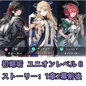 千咲+カルテジア+シャコンヌ ユニオンレベル 8 初期垢 初期アカウント | 鳴潮(Wuthering Waves)のアカウントデータ、RMTの販売・買取一覧