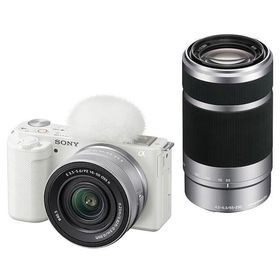 中古 １年保証 美品 SONY VLOGCAM ZV-E10 ダブルズームレンズキット (PZ 16-50mm II + E 55-210mm) ホワイト [ZV-E10X W]