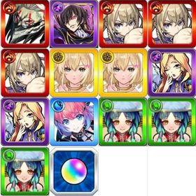 オカルン+ルルーシュ+マサムネx3+エルx2+ルシファーx2+久遠+ヤクモx3 モバイルゲームモンスト