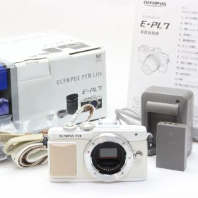 AA (新品級) OLYMPUS オリンパス PEN Lite E-PL7 ボディ ホワイト ショット数1448回 初期不良返品無料 12-72