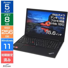 ノートパソコン 中古 Bランク Win11 Pro Ryzen 5 3500U カメラ付き Lenovo ThinkPad E595 8GBメモリ 256GB 高速SSD 15.6インチ フルHD テンキー A4