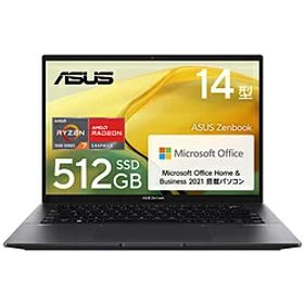 ASUS(エイスース) ノートパソコン Zenbook 14 ジェイドブラック UM3402YA-KP594BKSWS ［14.0型 /Windows11 Home /AMD Ryzen 7 /メモリ：16GB /SSD：512GB /Office HomeandBusiness /日本語版キーボード /2023年5月モデル］ UM3402YAKP594BKSWS