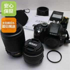 超美品 Nikon D3300 ダブルズームキット ブラック 即日発送 Nikon デジタル一眼カメラ デジタルカメラ 土日祝発送OK 07000