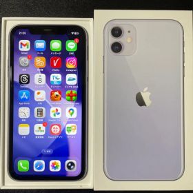 美品 iPhone 11 本体 パープル64GB SIMフリーBT最大容量84%