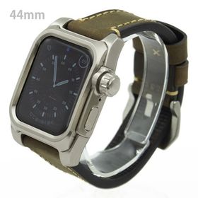 アップルウォッチ5&amp;4 44mm用 FACTRON Next for AppleWatch5 チタニウムケース ブラウンレザーバンド Series5&amp;4 44mm専用 FA-W-048