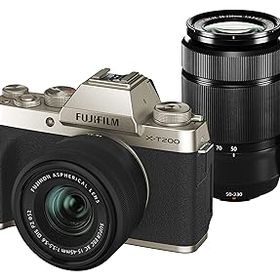 【中古】富士フイルム(FUJIFILM) ミラーレス一眼カメラ X-T200ダブルズームレンズキット シャンパンゴールド X-T200WZLK-G