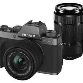 【中古】 富士フイルム(FUJIFILM) ミラーレス一眼カメラ X-T200ダブルズームレンズキット ダークシルバー X-T200WZLK-DS