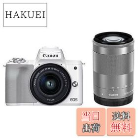 【送料無料】Canon ミラーレス一眼カメラ EOS Kiss M2 ダブルズームキット ホワイト KISSM2WH-WZK