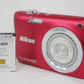 【返品保証】 ニコン Nikon Coolpix A100 レッド 5x バッテリー付き コンパクトデジタルカメラ e1388