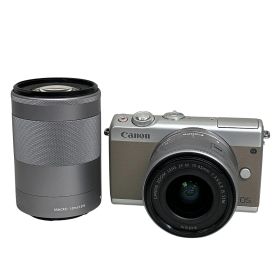 Canon EOS M100 EF-M 15-45mm F3.5-6.3 55-200mm F4.5-6.3 ダブルズームキット グレー 中古 美品 T10811746